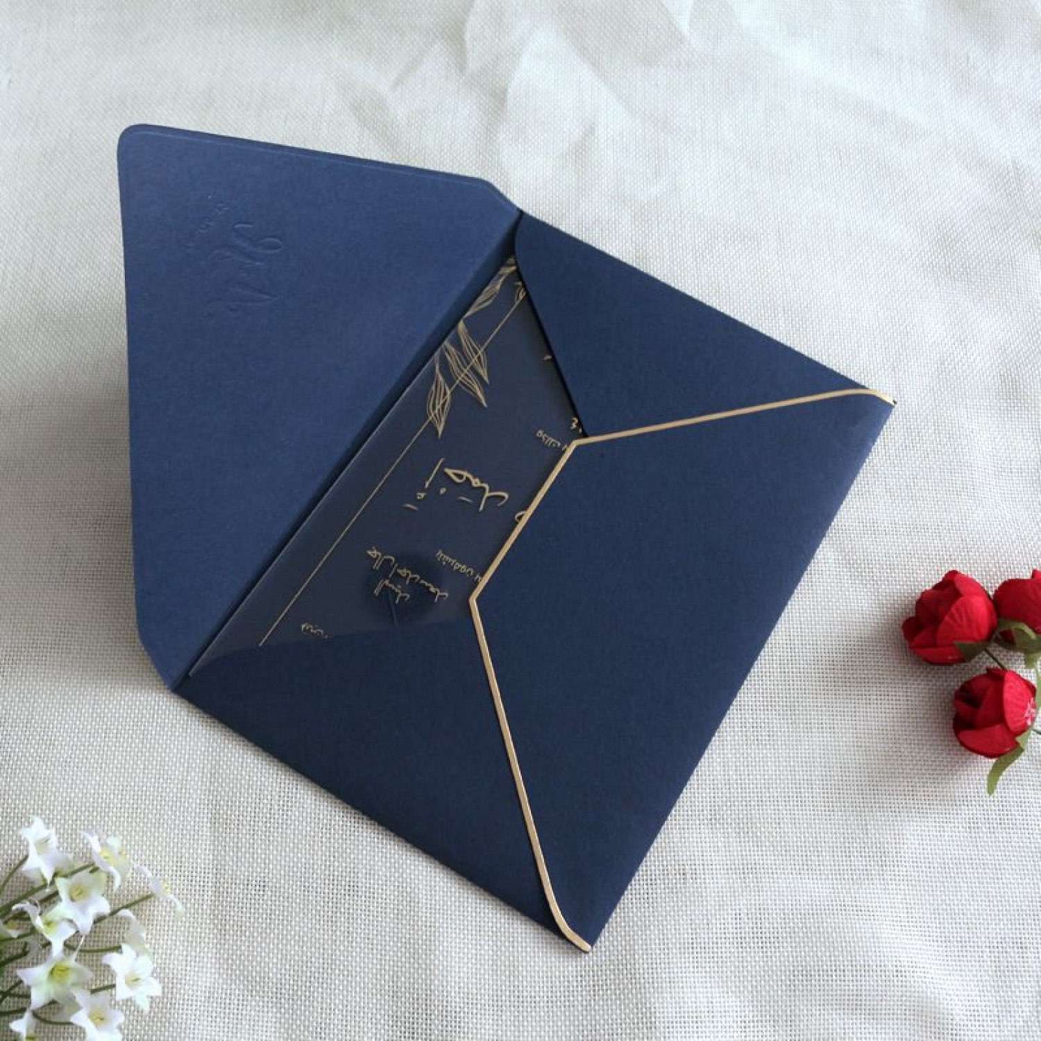 Gold foiled acrylic wedding invitation
